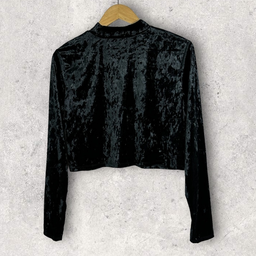 NEW Nordstrom Mock Neck Velvet Top Black 2021 Size 2X BP Cropped‎ Long Sleeve - Picture 4 of 9